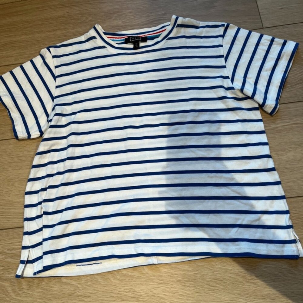 AYR Blue White Striped Tee T Shirt Small Size S